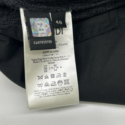 FENDI 2021 FF Wool Slacks Black Size 46