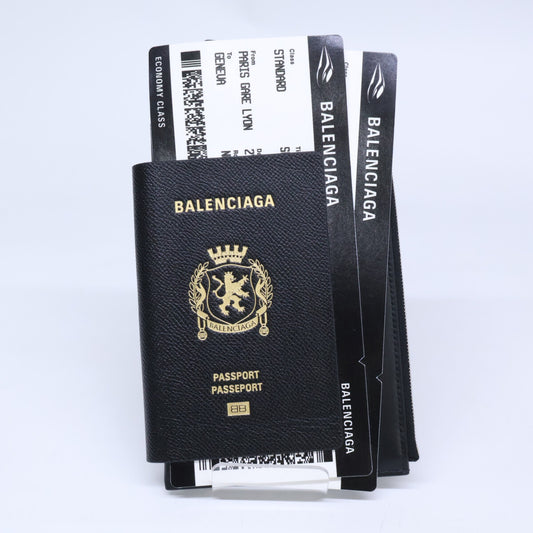 BALENCIAGA Passport Phone Holder Calfskin Shoulder Bag Black