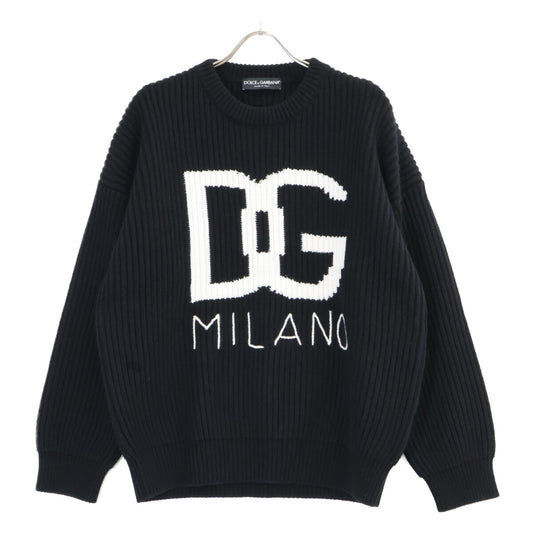 DOLCE&GABBANA Black DG Logo Cashmere Sweater Size S