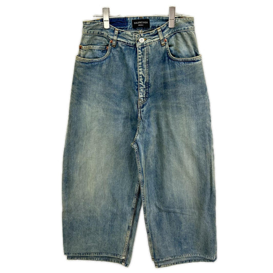 BALENCIAGA 23 Unisex Double Front Wide Jeans Indigo Size XS