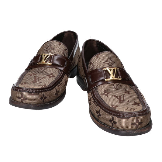 LOUIS VUITTON 23 Monogram Leather Loafers Size UK 7.5
