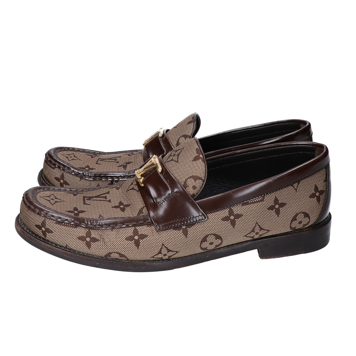 LOUIS VUITTON 23 Monogram Leather Loafers Size UK 7.5