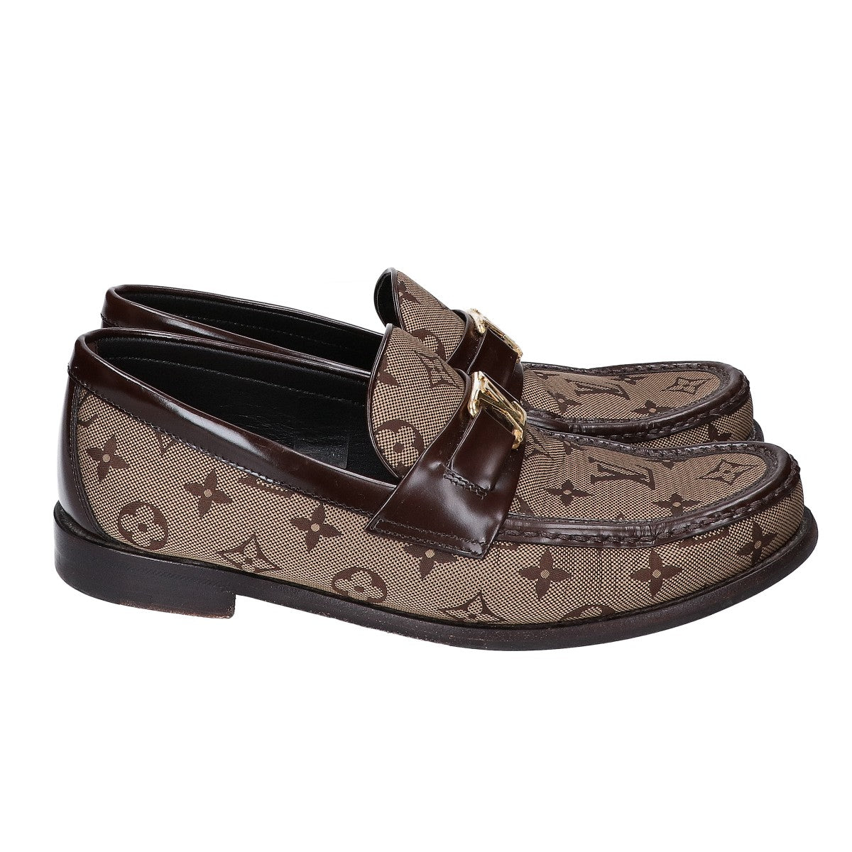 LOUIS VUITTON 23 Monogram Leather Loafers Size UK 7.5