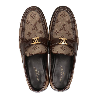 LOUIS VUITTON 23 Monogram Leather Loafers Size UK 7.5