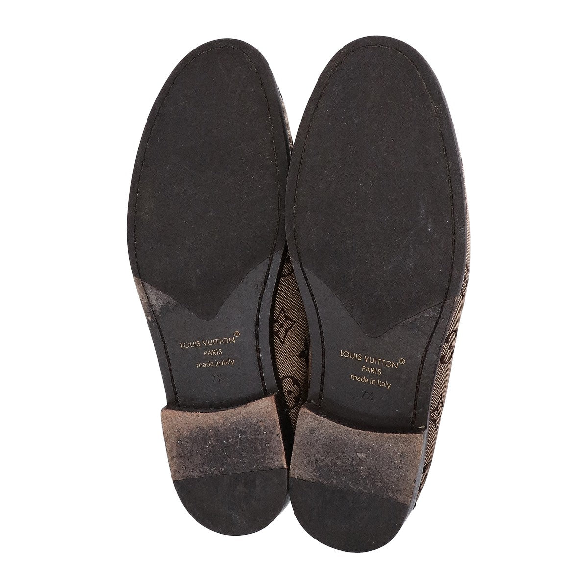 LOUIS VUITTON 23 Monogram Leather Loafers Size UK 7.5