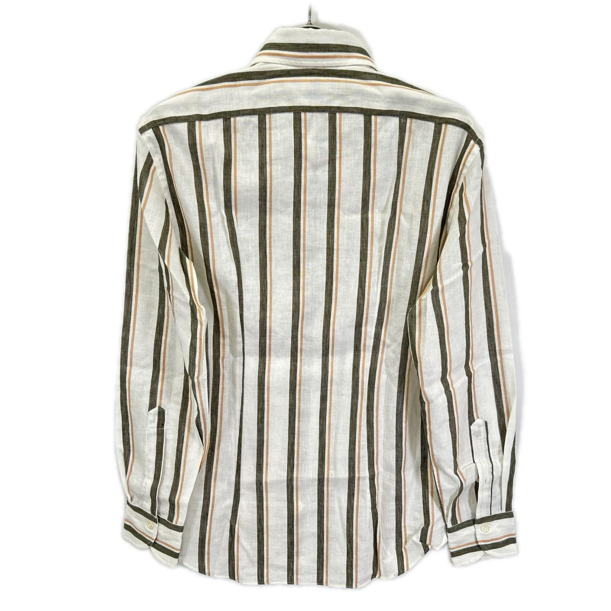 GIANNETTO White Cotton Linen Stripe Collar Shirt Size XS