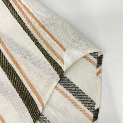 GIANNETTO White Cotton Linen Stripe Collar Shirt Size XS
