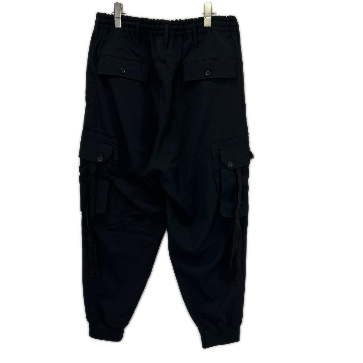 Ground Y Black Wool Gabardine Ribbed Hem Cargo Pants Size 3