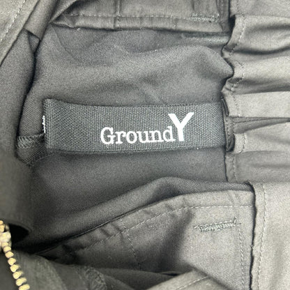 Ground Y Black Wool Gabardine Ribbed Hem Cargo Pants Size 3