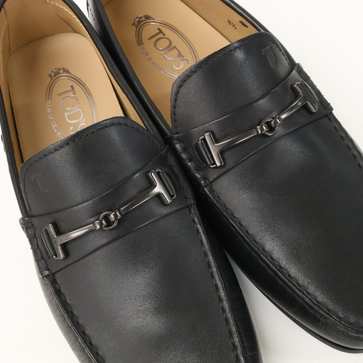 TOD'S Horsebit Driving Shoes Black Sneakers Size 8 1/2