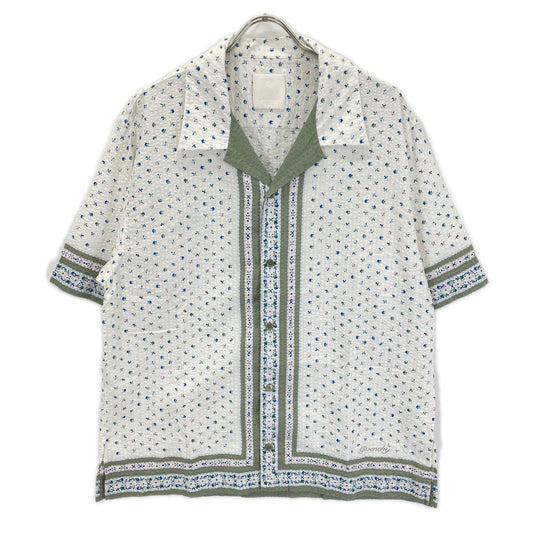 GIVENCHY Cotton Floral Print Seersucker Shirt White Size 40