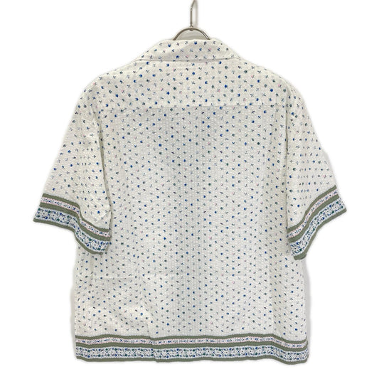 GIVENCHY Cotton Floral Print Seersucker Shirt White Size 40