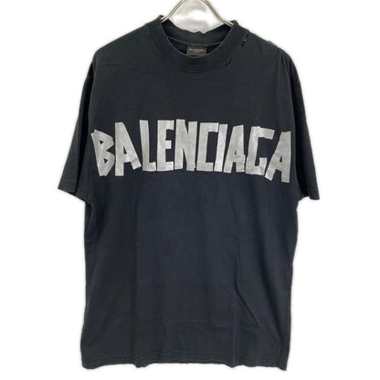 BALENCIAGA 24 TOVA9 Tape Logo T-Shirt Black Size XXS