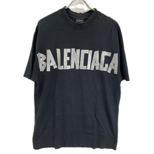 BALENCIAGA 24 TOVA9 Tape Logo T-Shirt Black Size XXS