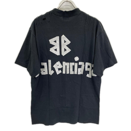 BALENCIAGA 24 TOVA9 Tape Logo T-Shirt Black Size XXS