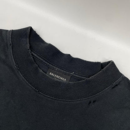 BALENCIAGA 24 TOVA9 Tape Logo T-Shirt Black Size XXS