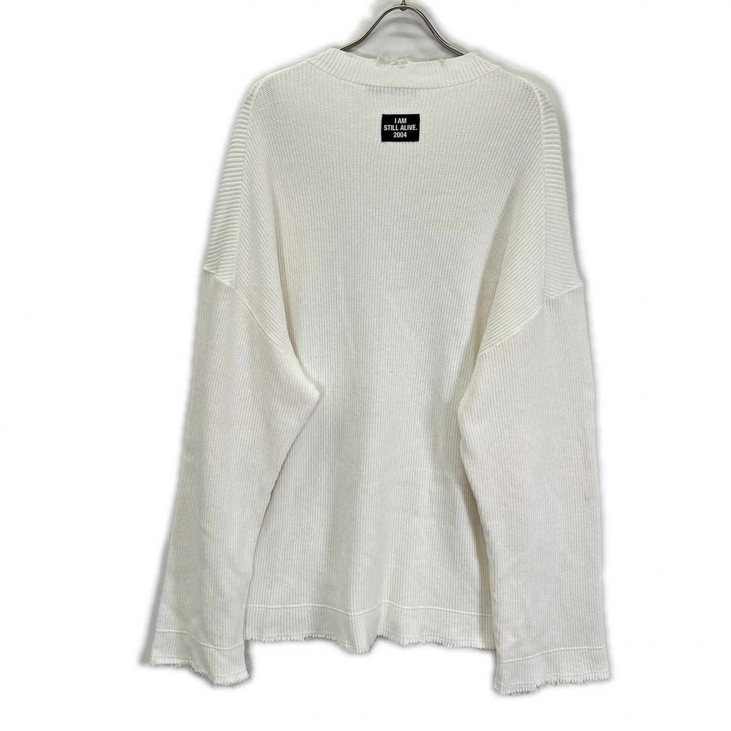ALMOSTBLACK 21SS White Destroyed Big Rib Knit Size 1