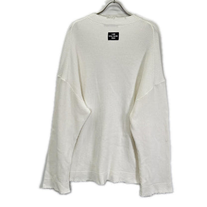 ALMOSTBLACK 21SS White Destroyed Big Rib Knit Size 1