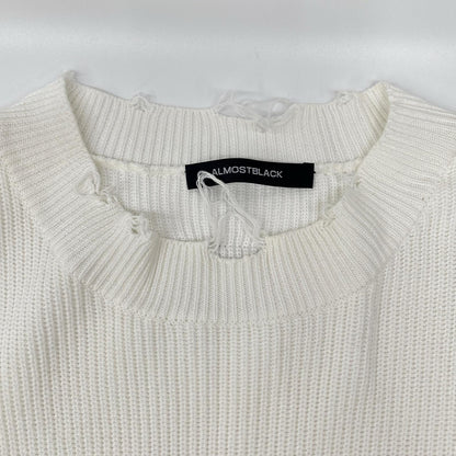 ALMOSTBLACK 21SS White Destroyed Big Rib Knit Size 1