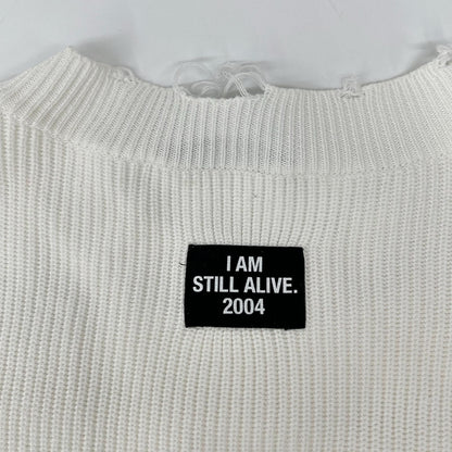 ALMOSTBLACK 21SS White Destroyed Big Rib Knit Size 1