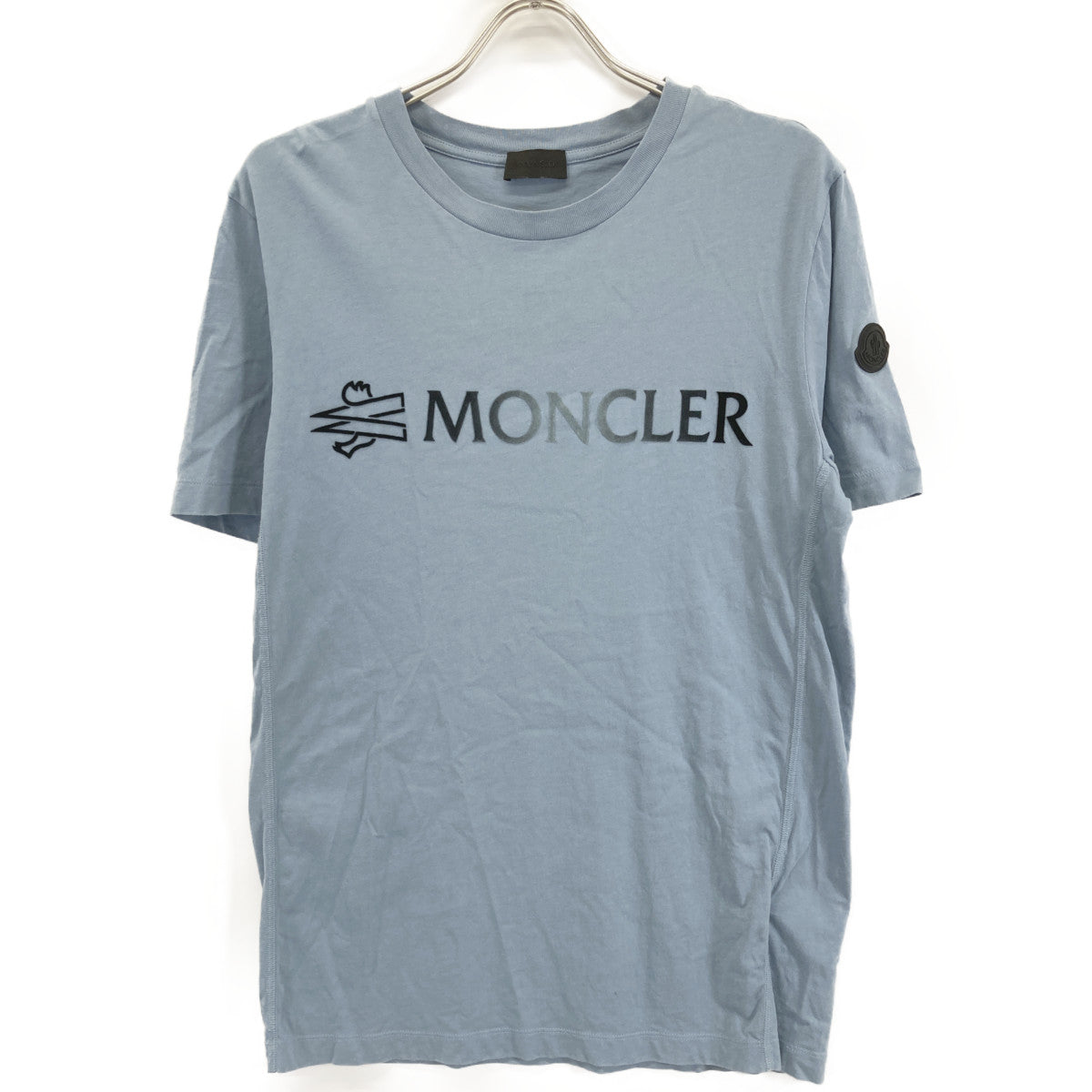 MONCLER 22 Logo Cotton T-Shirt Light Blue