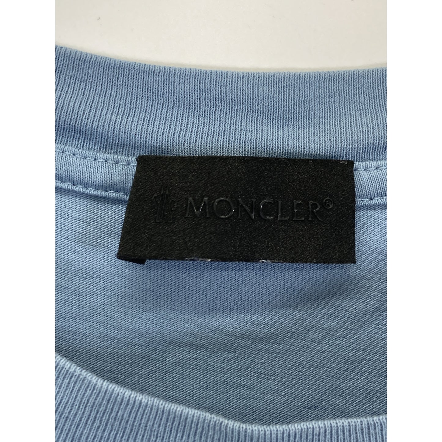 MONCLER 22 Logo Cotton T-Shirt Light Blue