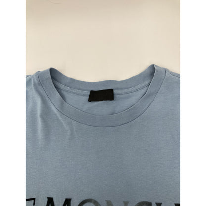 MONCLER 22 Logo Cotton T-Shirt Light Blue