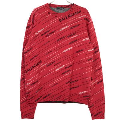 BALENCIAGA 19SS Jacquard Logo Oversized Wool Knit Red Size M