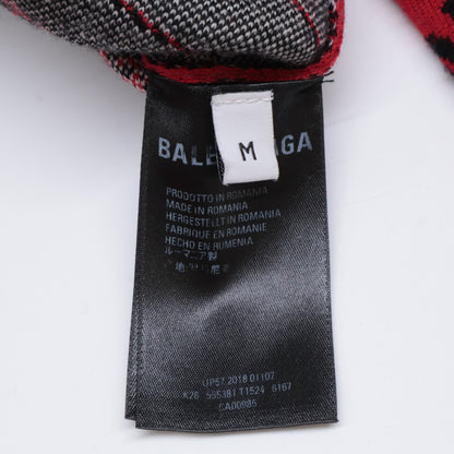 BALENCIAGA 19SS Jacquard Logo Oversized Wool Knit Red Size M
