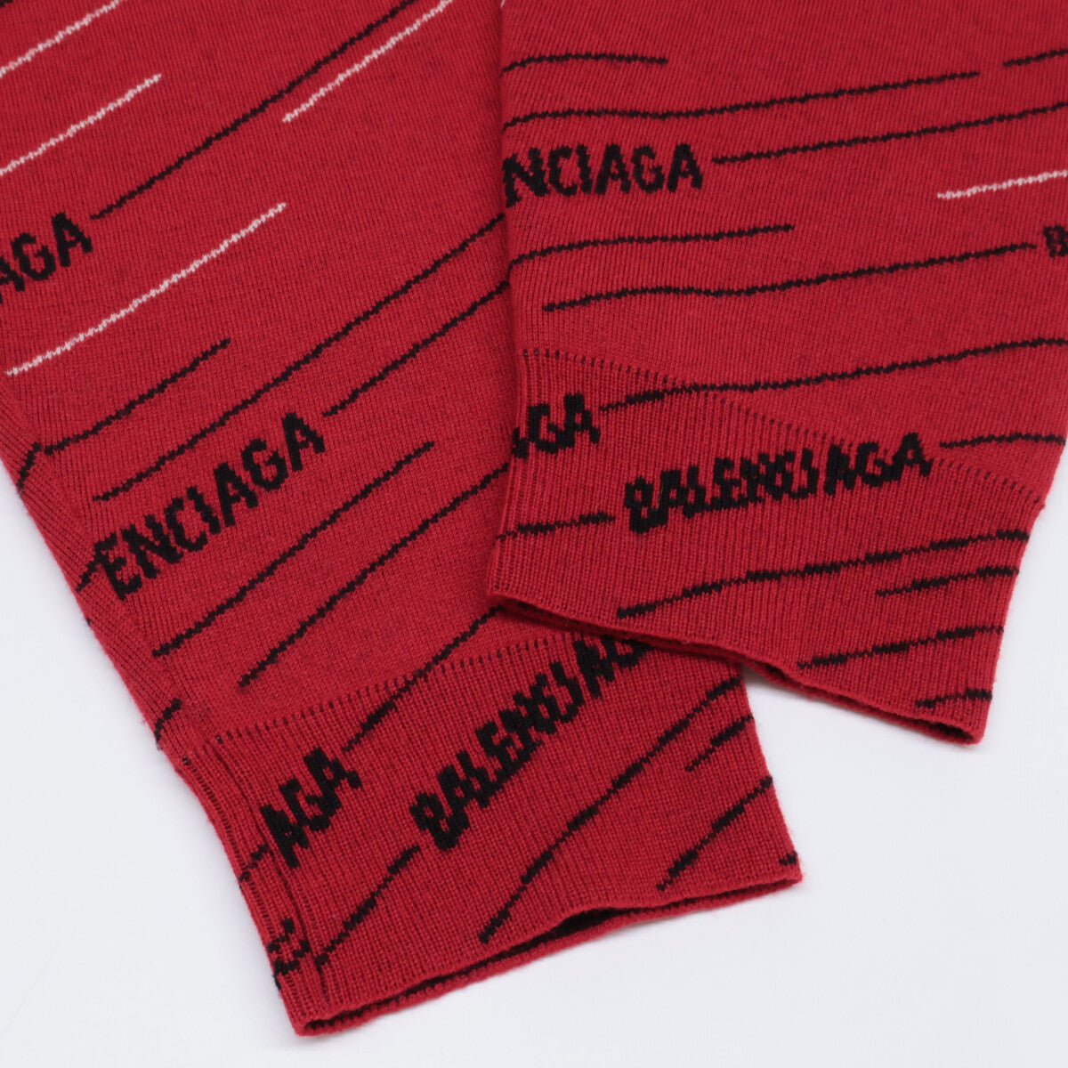 BALENCIAGA 19SS Jacquard Logo Oversized Wool Knit Red Size M