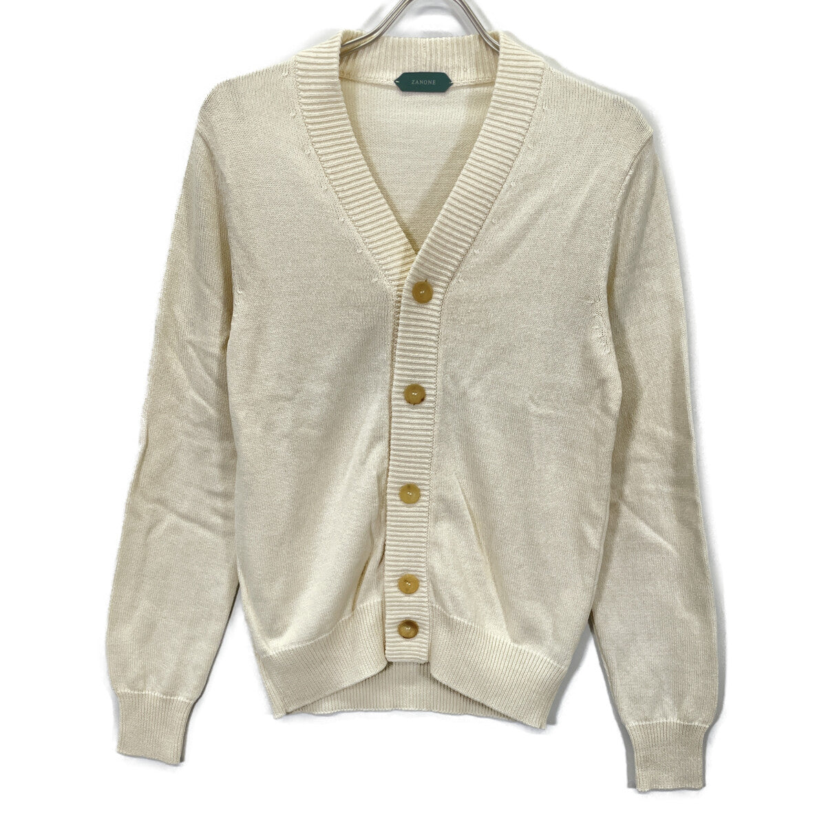 ZANONE 5 Gauge Cotton Rib Knit Cardigan White Size 44