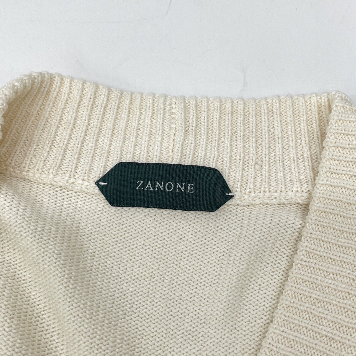 ZANONE 5 Gauge Cotton Rib Knit Cardigan White Size 44