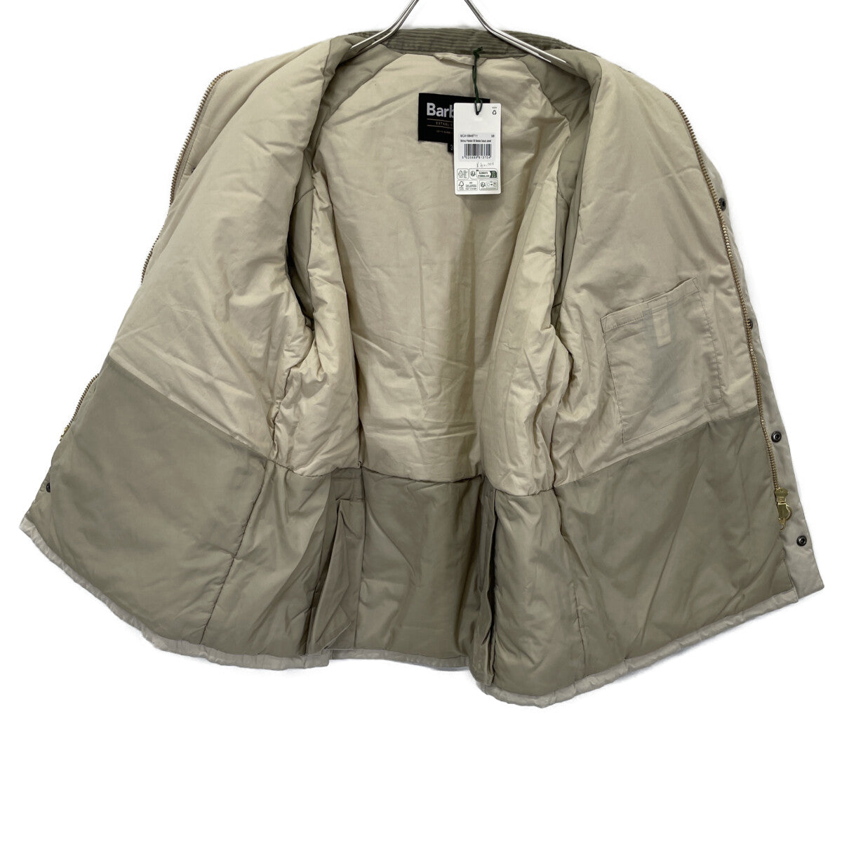 Barbour Padded Bedale Moleskin Jacket Beige Size 38
