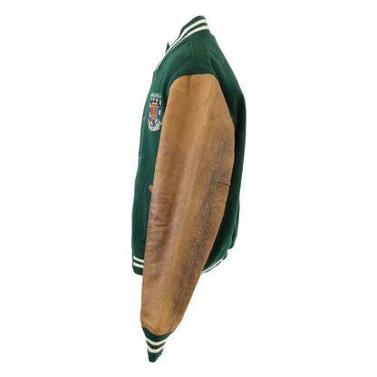 POLO RALPH LAUREN Varsity Wool Leather Jacket Green Size XXL