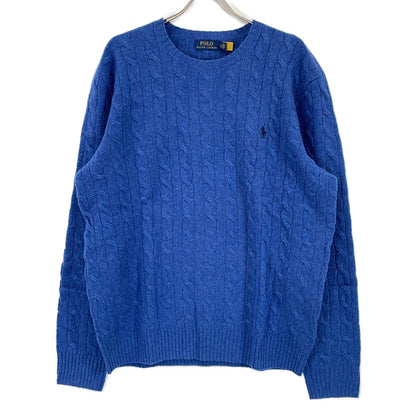 POLO RALPH LAUREN Wool Cashmere Cable Sweater Blue Size XL