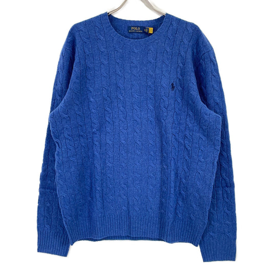 POLO RALPH LAUREN Wool Cashmere Cable Sweater Blue Size XL
