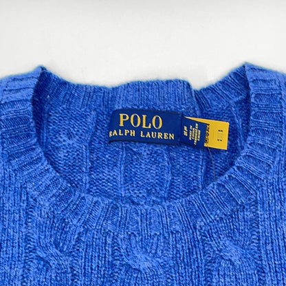 POLO RALPH LAUREN Wool Cashmere Cable Sweater Blue Size XL