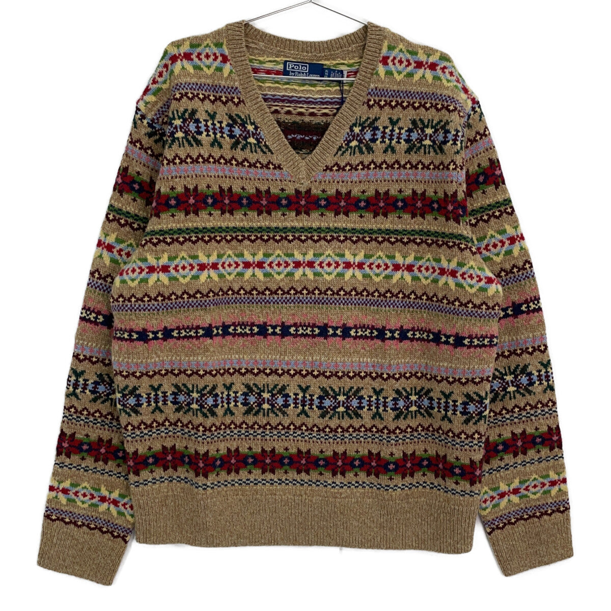 POLO RALPH LAUREN Fair Isle Wool Sweater Beige Size XL