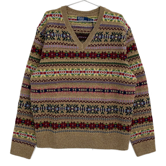 POLO RALPH LAUREN Fair Isle Wool Sweater Beige Size XL