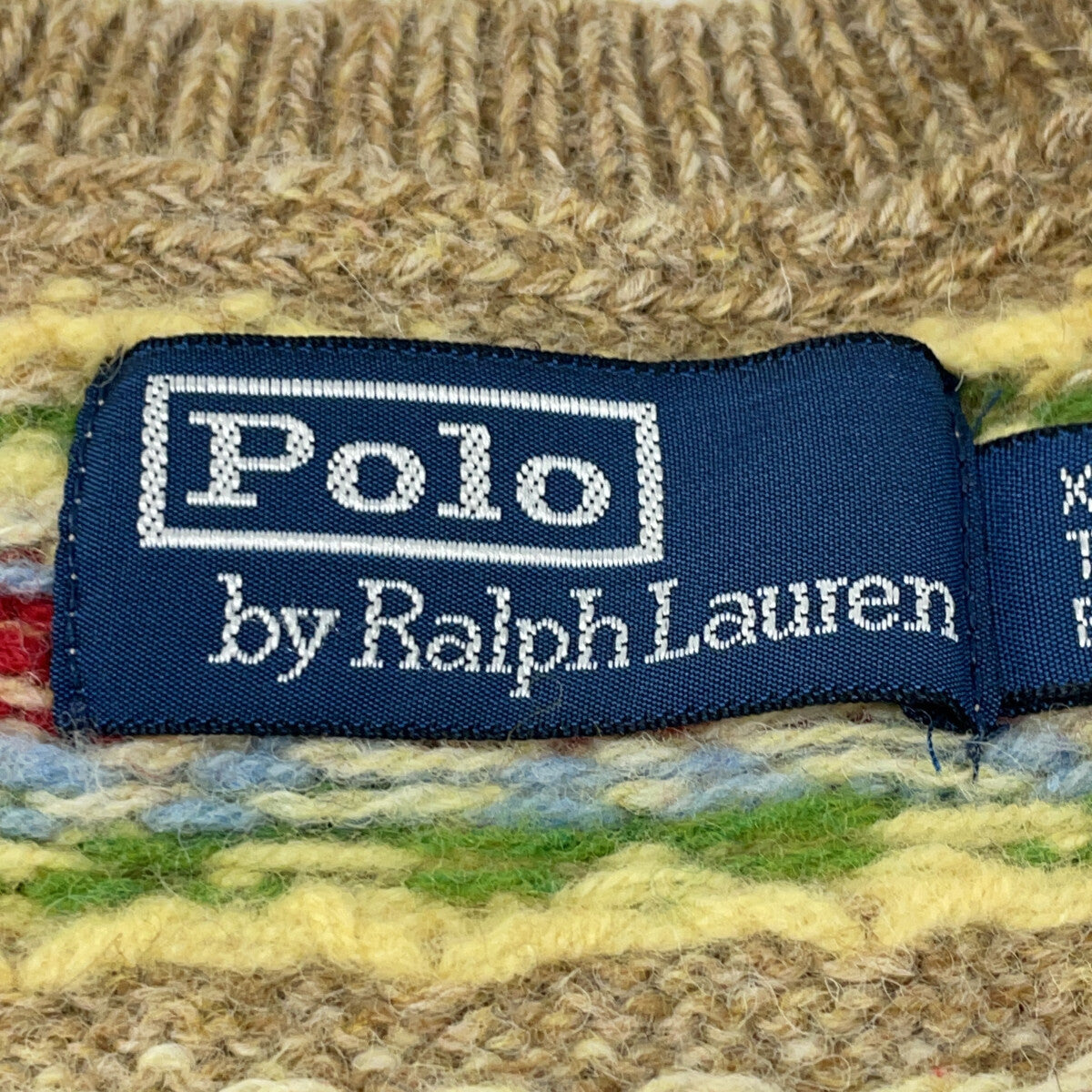 POLO RALPH LAUREN Fair Isle Wool Sweater Beige Size XL