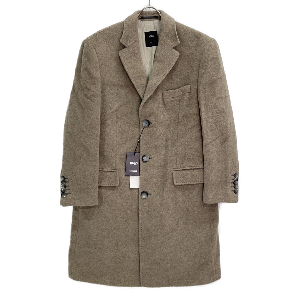 HUGOBOSS Wool Alpaca Chester Coat Beige Size 52