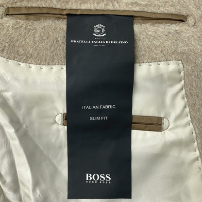 HUGOBOSS Wool Alpaca Chester Coat Beige Size 52