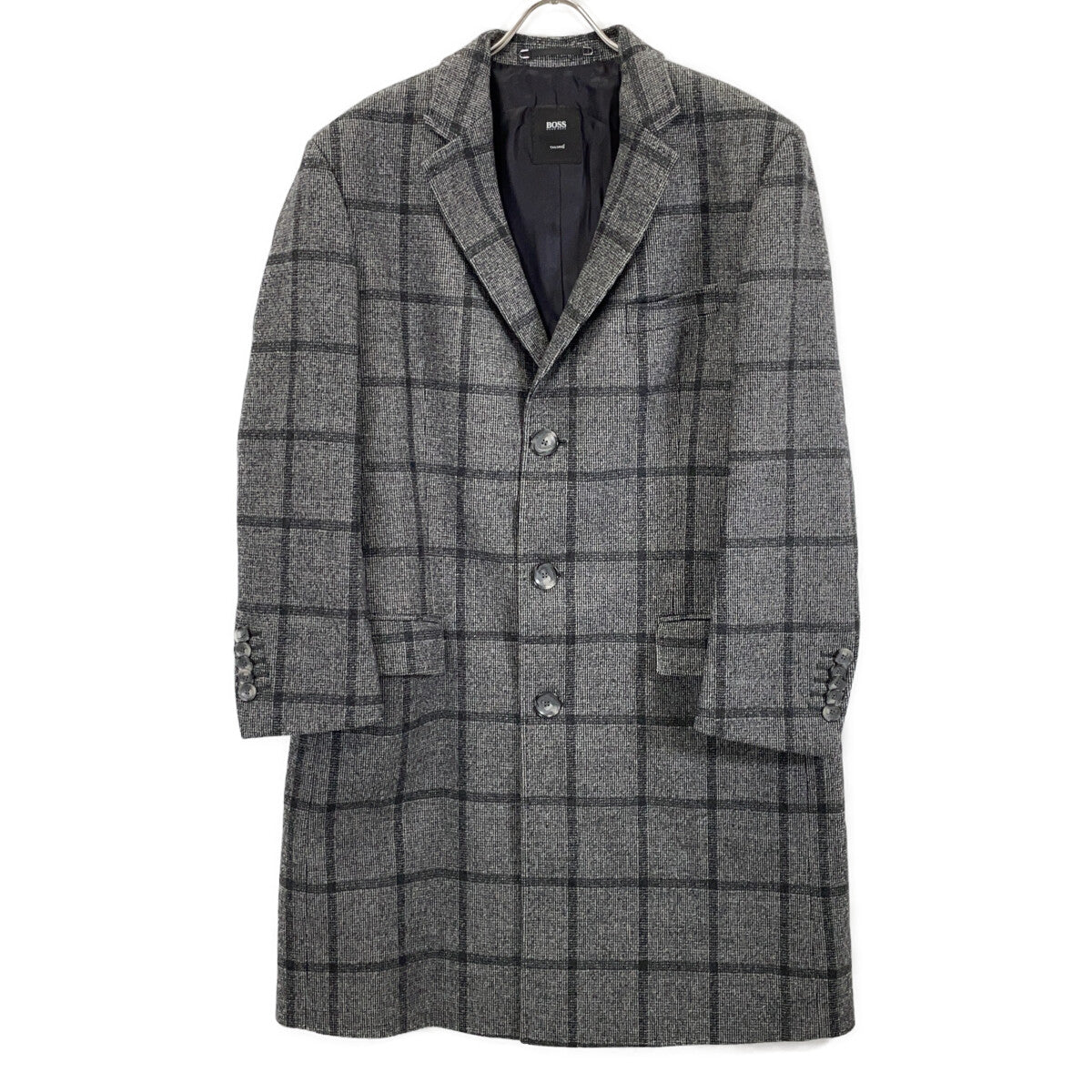 HUGOBOSS Loro Piana Windowpane Chester Coat Gray Size 54