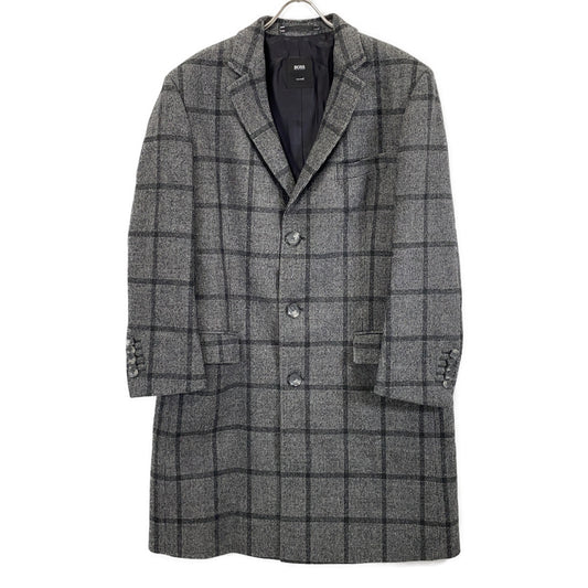HUGOBOSS Loro Piana Windowpane Chester Coat Gray Size 54