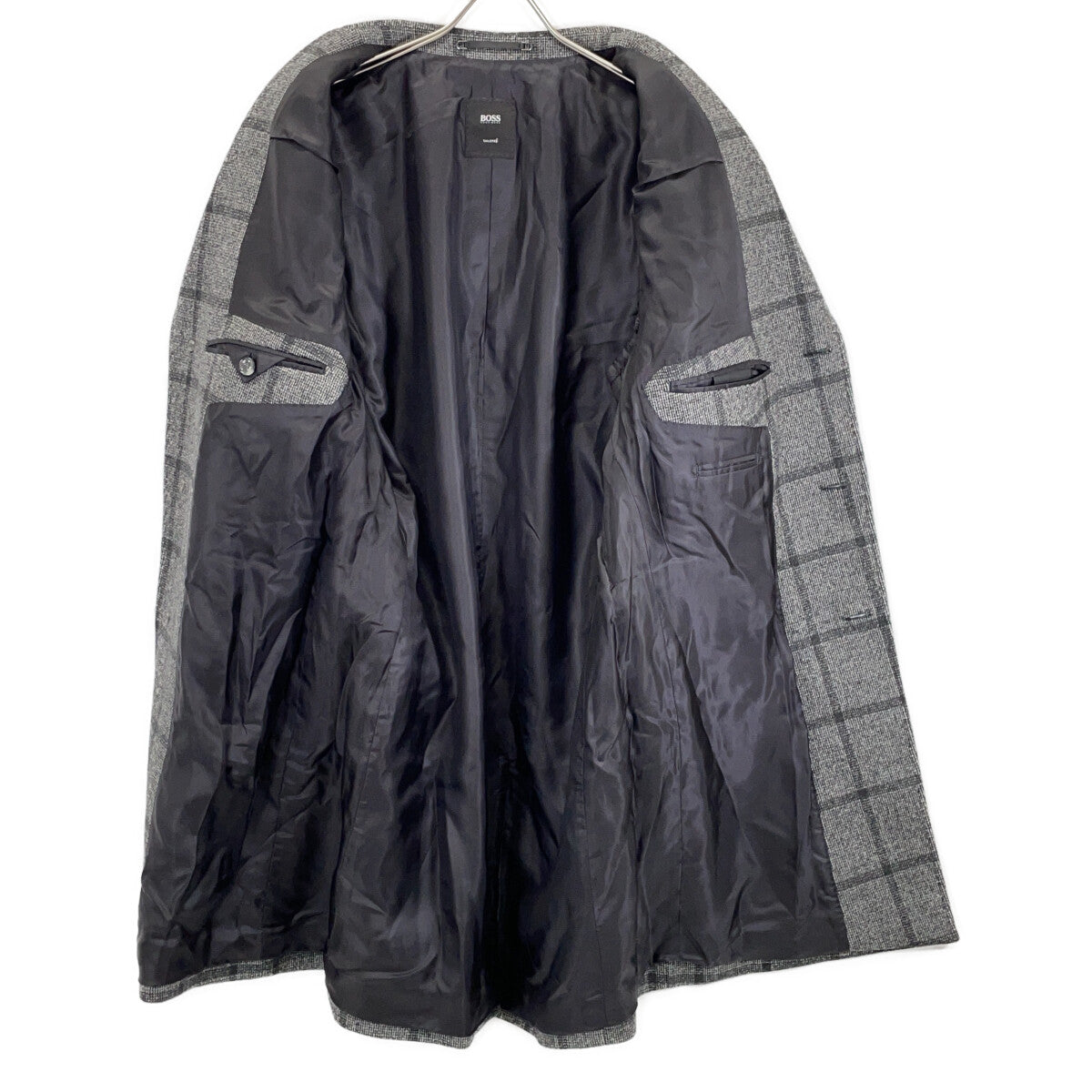 HUGOBOSS Loro Piana Windowpane Chester Coat Gray Size 54
