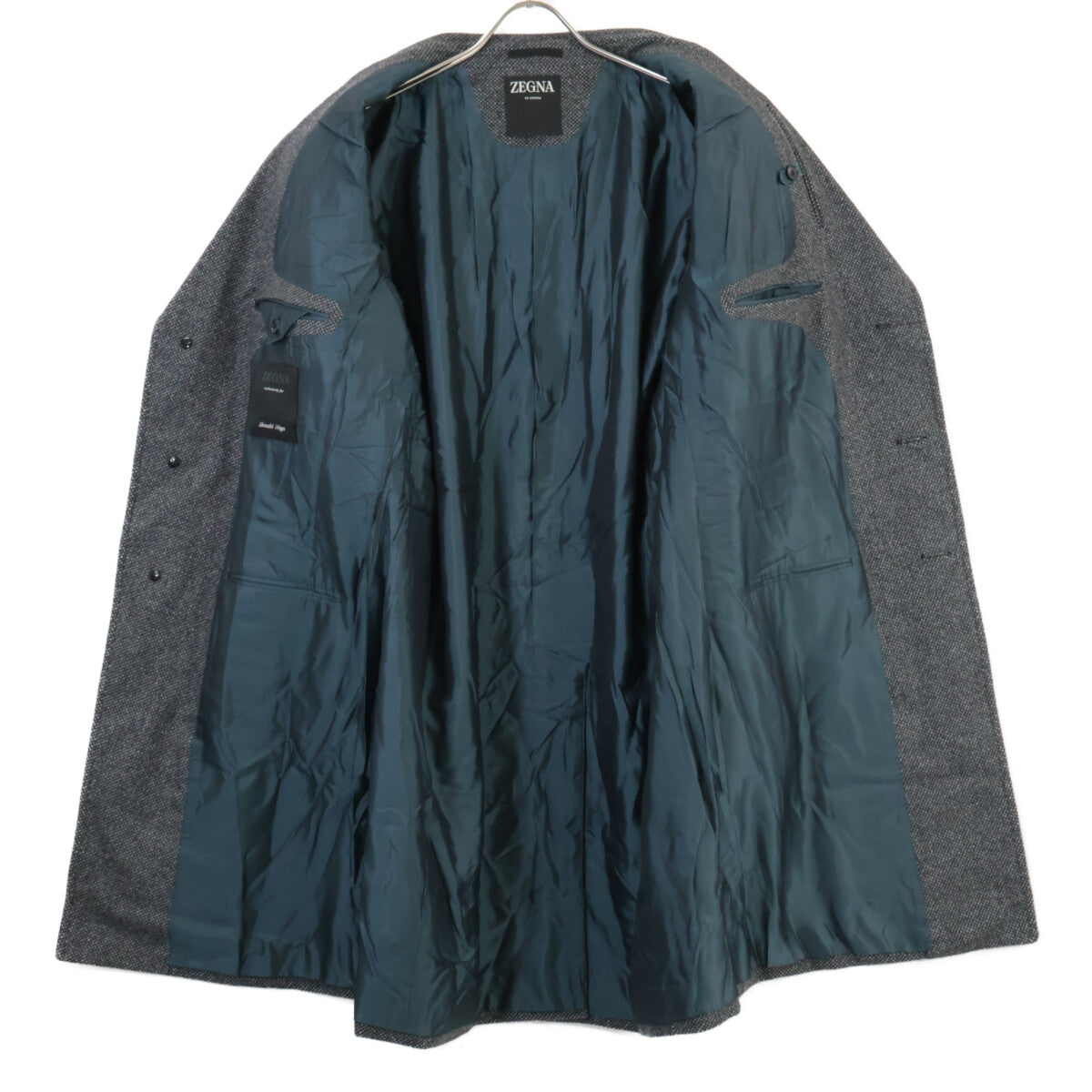 Zegna Gray Cashmere Wool Chesterfield Coat Size 54
