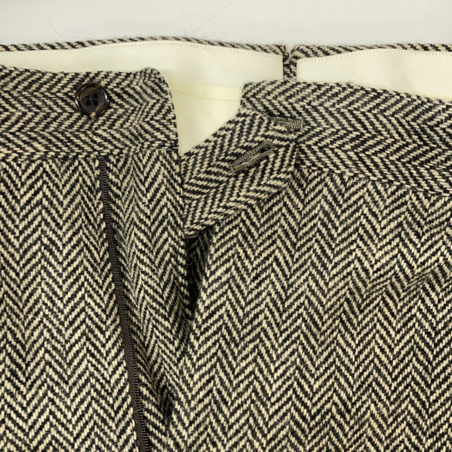 POLO RALPH LAUREN Beige Herringbone Wool Pants