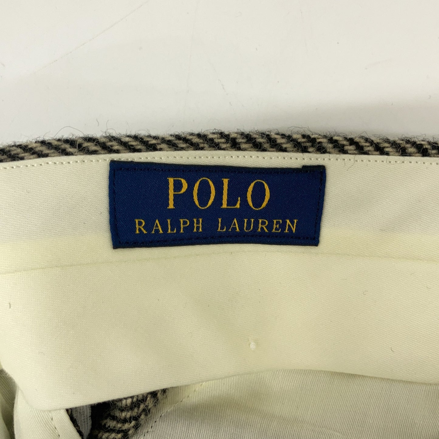 POLO RALPH LAUREN Beige Herringbone Wool Pants