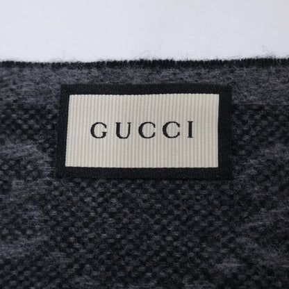 GUCCI Gray GG Wool Web Stripe Fringe Scarf Size ONE SIZE