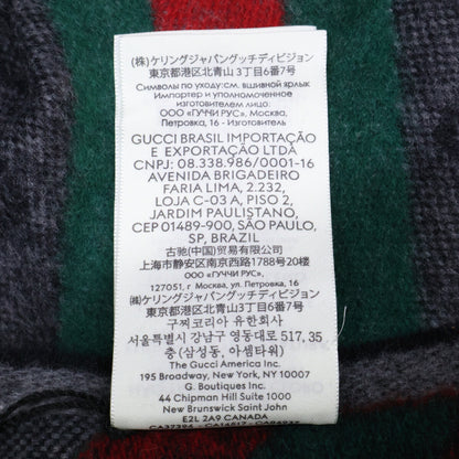 GUCCI Gray GG Wool Web Stripe Fringe Scarf Size ONE SIZE